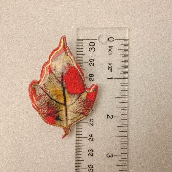 Vintage Handmade Ceramic Autumn Leaf Brooch Pin - Picture 8 of 8